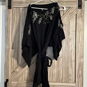 Free People navy embellished tie dress